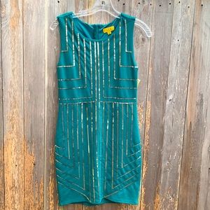 Nicole Miller gorgeous Brand NEW teal with silver sequin tank dress